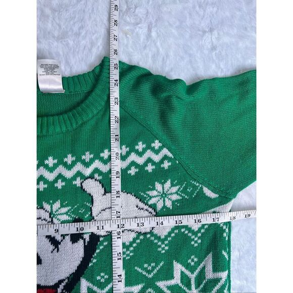 Disney Womens Green Knit Mickey Mouse Santa Fair Isle Christmas Sweater Medium - Picture 5 of 5